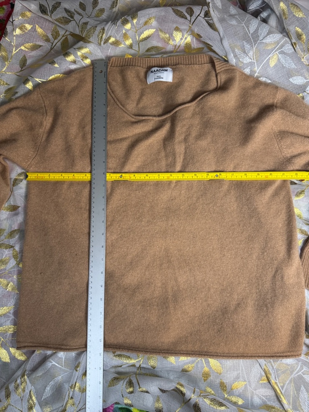 NAADAM Tan Brown Relaxed Fit Oversized Lightweight Cashmere Boatneck Sweater XL - Picture 6 of 6